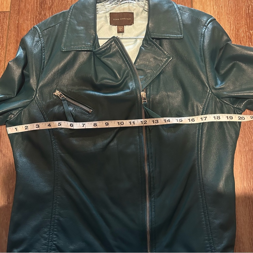 John Carlisle Dark Teal / Green Leather Jacket, XL - Picture 7 of 7
